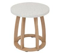 Table de jardin d'appoint ronde en bois et béton LEMINDO - Marron