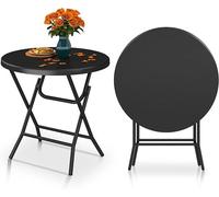 Table de jardin de 80 cm, table pliante ronde, table de balcon pliable, table de camping résistante aux intempéries, idéale pour les fêtes en extérieur, la plage et les barbecues, avec structure en mé