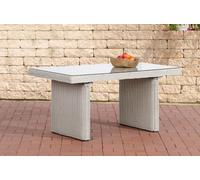Table de jardin de luxe - Plateau en verre et structure en rotin tressé - Mobilier de jardin - Table à manger - Table d'extérieur - Table basse - Couleur crème - 138 cm