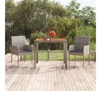 vidaXL Table de jardin avec plateau en bois gris 90x90x75 cm Poly rotin