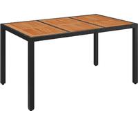 Table de jardin dessus en bois Noir 150x90x75 cm Résine tressée
