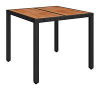 Table de jardin dessus en bois Noir 90x90x75 cm Résine tressée