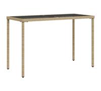 Table de jardin dessus en verre beige 115x54x74 cm poly rotin