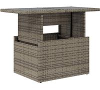 Table de jardin dessus en verre gris 100x55x73cm résine tressée