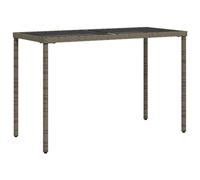 Table de jardin dessus en verre gris 115x54x74cm résine tressée
