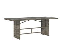 Table de jardin dessus en verre gris 190x80x74cm résine tressée