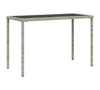 Table de jardin dessus en verre gris clair 115x54x74 cm rotin
