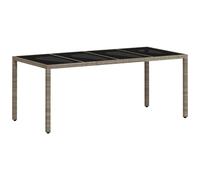 Table de jardin dessus en verre gris clair résine tressée