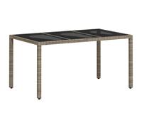 Table de jardin dessus en verre gris clair résine tressée