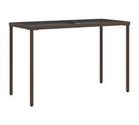 Table de jardin dessus en verre marron 115x54x74 cm poly rotin