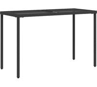 Table de jardin dessus en verre noir 115x54x74cm résine tressée
