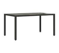 Table de jardin dessus en verre Noir 150x90x75cm Résine tressée