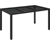 Table de jardin dessus en verre Noir 150x90x75cm Résine tressée