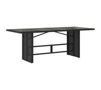 Table de jardin dessus en verre noir 190x80x74cm résine tressée