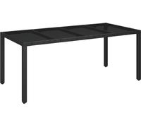 Table de jardin dessus en verre Noir 190x90x75cm Résine tressée
