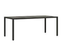 Table de jardin dessus en verre Noir 190x90x75cm Résine tressée