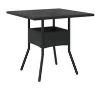 vidaXL Table de jardin avec plateau en verre noir 80x80x75 cm Poly rotin
