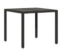 Table de jardin dessus en verre Noir 90x90x75 cm Résine tressée