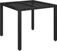 Table de jardin dessus en verre Noir 90x90x75 cm Résine tressée