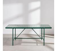 Table de jardin en acier et plateau carrelé imitation zellige vert, 6 personnes, L185 cm 184.6x75x93.4cm Vert