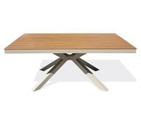 Table de jardin en alu plateau polywood aspect bois