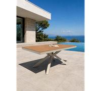 Table de jardin en alu plateau polywood aspect bois - grège
