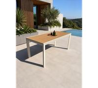 Table de jardin en alu plateau polywood aspect bois - Grège - TONGA
