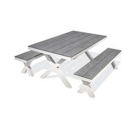 Paris prix table de jardin avec 2 bancs - Blanc