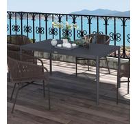 Table de jardin en aluminium résistante aux intempéries pour 6 personnes, table à manger/table de terrasse avec piètement à lattes et plateau en aluminium, gris foncé | 145 x 90 x 74 cm | 50 kg | anti