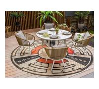 Table de jardin en aluminium ronde coloris blanc Capri - 6 places - Jardiline