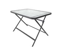 Table de jardin en métal et verre trempé Formentera 110 x 70 cm gris