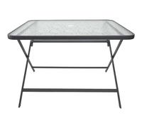 Table - HOME DECO FACTORY - Formentera - Verre Trempé - Pliable - Gris