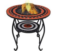 Table de jardin en mosaïque, céramique, terre cuite et blanc, 68 cm. Radiateur de terrasse à gaz, foyer extérieur, radiateur de terrasse, table avec foyer