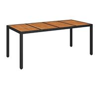 Table de Jardin en Polyratan avec Dessus en Bois d'Acacia, 190x90x75 cm, | Structure acier enduit, résine tressée durable, design épuré, entretien chiffon humide, charge 110 kg