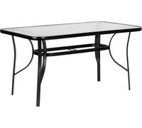 Table de jardin en verre 120 x 70 cm pour terrasse ou jardin, en verre trempé, avec trou pour parasol – MultiGarden