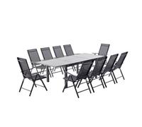 Table De Jardin Et 10 Chaises En Aluminium Gris Ravenne Gris