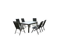Concept Usine Salon de jardin Ravenne – Table et 6 chaises aluminium gris 160×100×75 cm