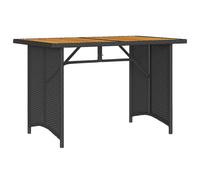 Table de jardin et dessus en bois noir 110x68x70 cm poly rotin