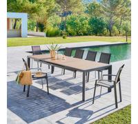 Hespéride Table de jardin EVASION Effet bois Honey / Graphite 10 places Aluminium traité époxy