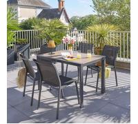 Hespéride Table de jardin EVASION Effet bois – Aluminium traité époxy lattes 4p Honey/Graphite