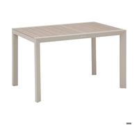 Table de jardin ""Évasion"" effet bois lin & argile 4 places lates en aluminium - Hespéride