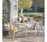 Table de jardin EVASION Effet bois Lin / Argile 8 places - Aluminium traité époxy, Lattes Hespéride