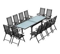 Table de jardin extensible 12 fauteuils en alu et toile PVC BRESCIA CONCEPT USINE Gris G