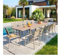 Table de jardin extensible 12 places PIAZZA aluminium époxy café - Hespéride