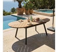 Table de jardin extensible 8 à 10 places effet bois en alu et polywood - Oviala Jakarta