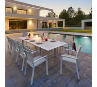 Table de jardin extensible ALLURE Effet bois grège Avoine 12 places - Aluminium traité époxy Hespéride