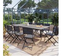 Table de jardin extensible ALLURE Effet bois muscade Graphite 10 places - Aluminium traité époxy Hespéride
