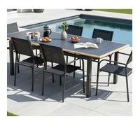 Table de jardin extensible aluminium plateau à lattes - Palma - L.187/247 x l.100 cm - 8/10 personnes