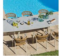 Table de jardin - Ovale - Crème - Aluminium - 18/12 personnes - 80 / 230 / 280 x 110 cm - Manta - PROLOISIRS