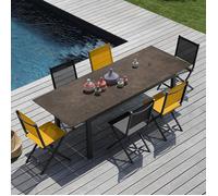 Table de jardin extensible aluminium plateau HPL - Tahaa - L.180/240 x l.90 cm - 8/10 personnes
